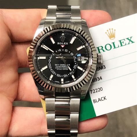 rolex sky dweller black face steel|rolex skydweller for sale.